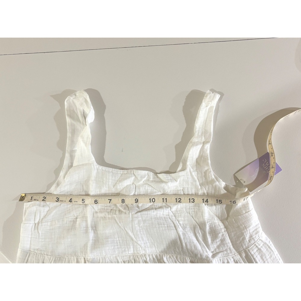 Stars Above White Gauze Midi Dress M NWT Coastal Cottagecore Sundress Pockets - Picture 7 of 7